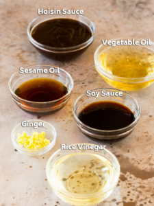 ginger, Hoisin sauce, soy sauce, rice vinegar, and sesame oil-Do you know 5 most popular Chinese food ingredients?